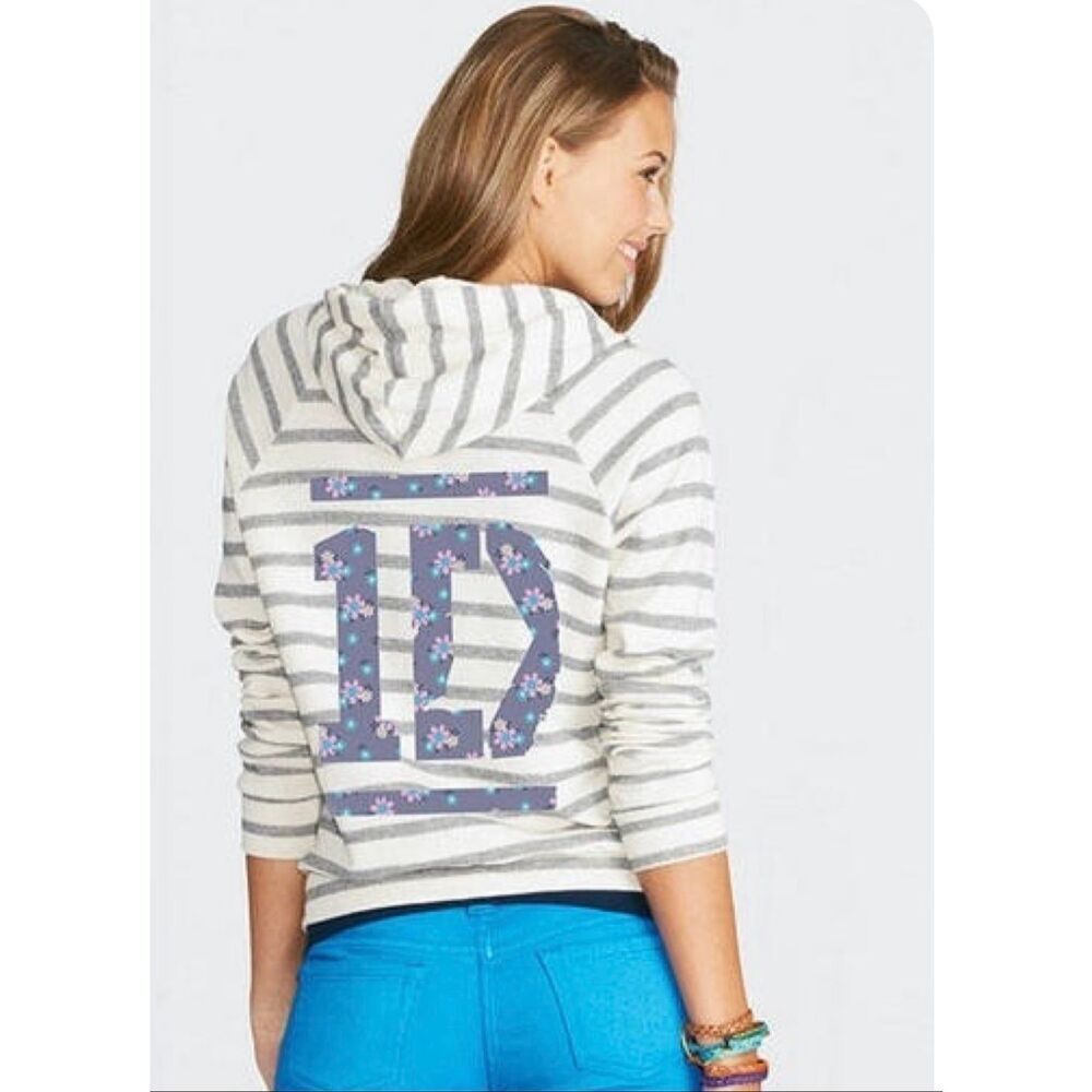 DELIA'S X ONE DIRECTION Striped Zip-Up Hoodie Made In USA